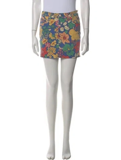 Pre-owned Mother Floral Print Mini Skirt W/ Tags In Green