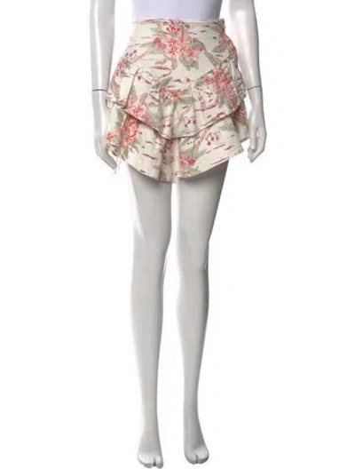Pre-owned Mother Floral Print Mini Skirt In White