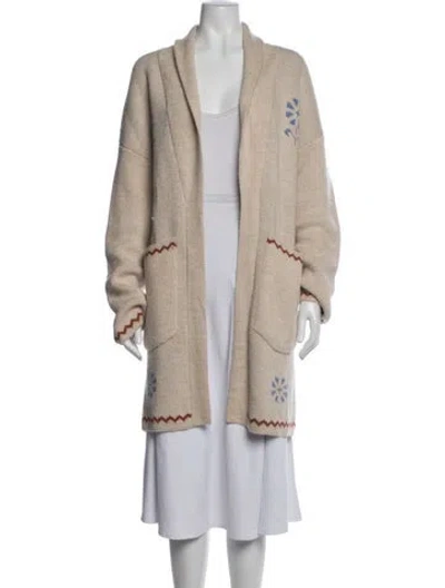 Pre-owned Mother Floral Print Open Front Sweater In Neutrals