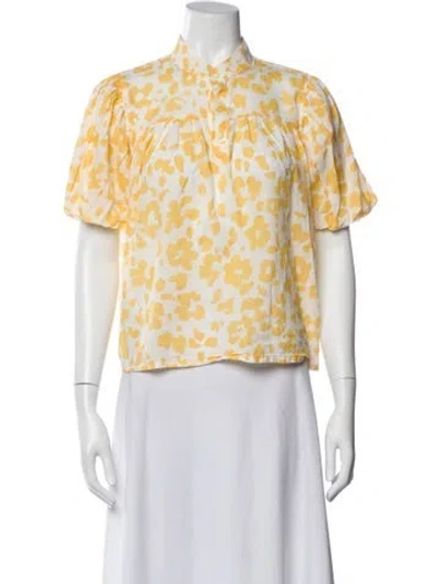 Pre-owned Mother Floral Print Short Sleeve Top In Neutral