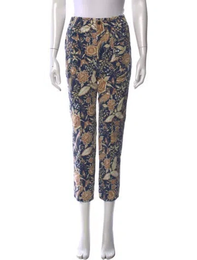 Pre-owned Mother Floral Print Straight Leg Pants In Blue