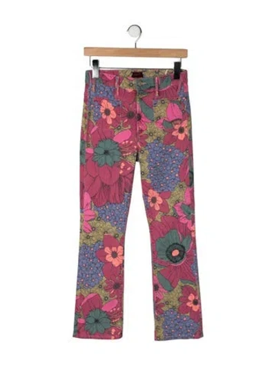 Pre-owned Mother Floral Print Straight Leg Pants W/ Tags In Pink