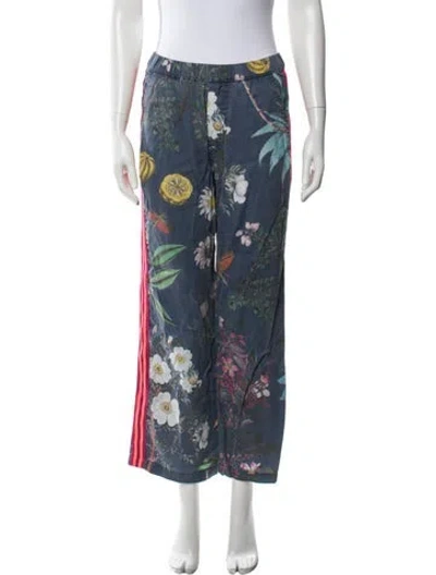 Pre-owned Mother Floral Print Wide Leg Pants In Blue