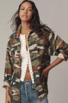 Mother The Foxhole Embroidered Detail Camo Print Cotton Jacket In Green
