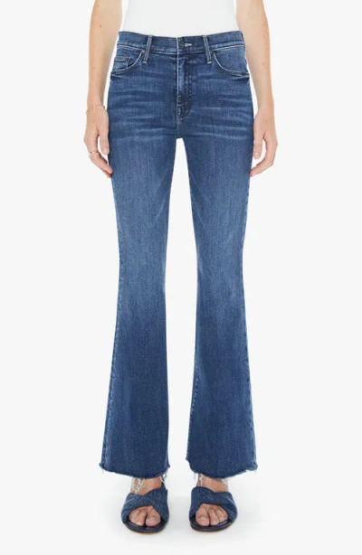 Mother Fray Hem Bootcut Jeans In Blue