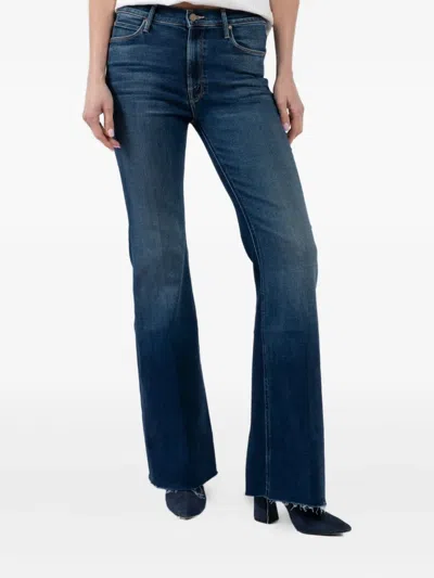 Mother Frayed Bell-bottom Jeans In Blue