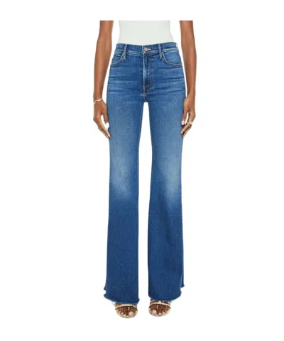 Mother Frayed Bell-bottom Jeans In Blue