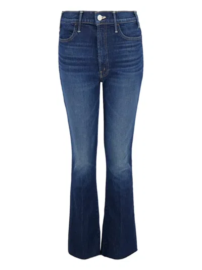 Mother Frayed Bootcut Jeans In Blue