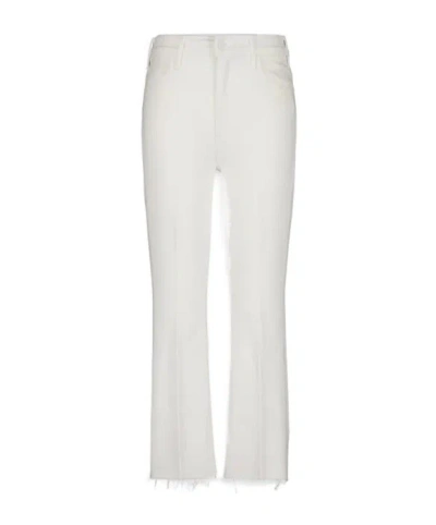 Mother Frayed Detail Trousers In White
