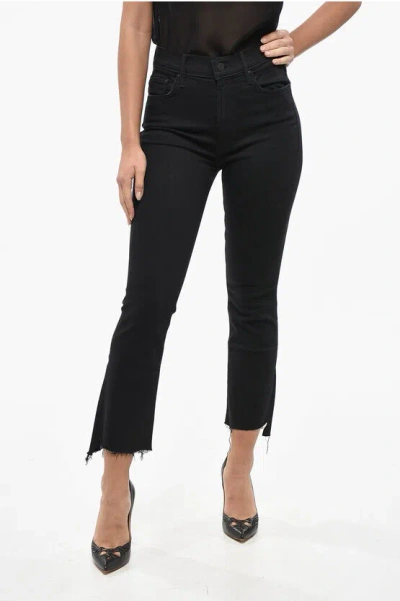Mother Frayed Hem Dark Wash Slim Fit The Insider Jeans 18cm In Black