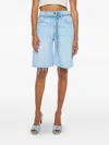 Mother Frayed-hem Denim Shorts In Blue