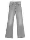 Mother Frayed-hem Flare Jeans In Gray