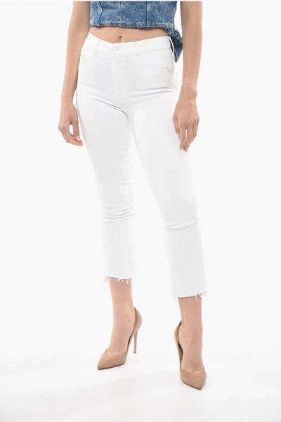 Mother Frayed-hem Light Wash Slim Fit Jeans 19cm In White