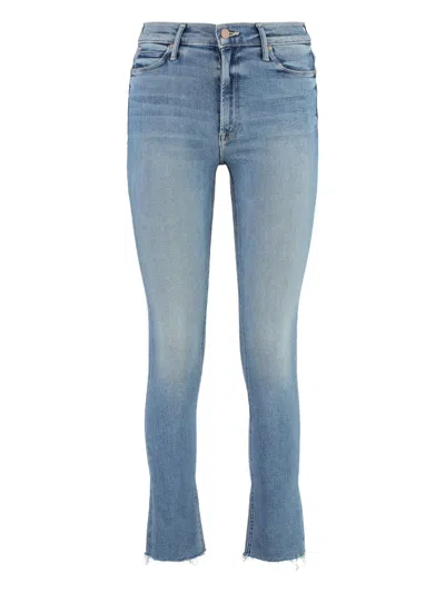 Mother Frayed Straight-leg Jeans In Blue