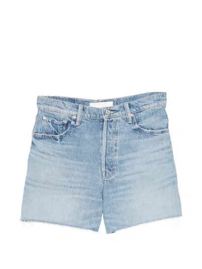Mother Frayed-edge Denim Shorts In Blue