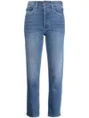Mother Front-fastening Cropped Jeans In Blau