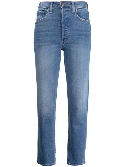 Mother Front-fastening Cropped Jeans In Blau