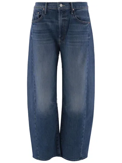 Mother Full-pipe Flood Cotton Srtetch Jeans In Blue