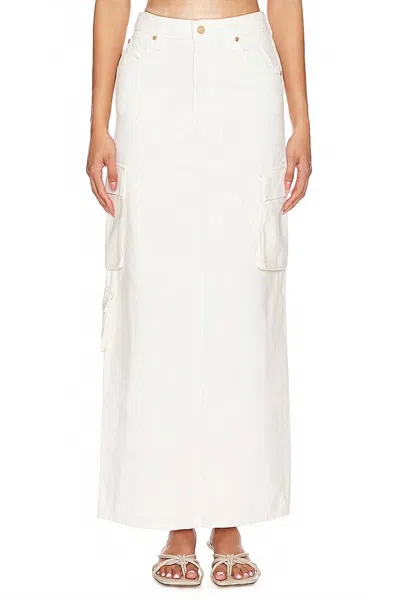 Mother The Fun Dip Denim Cargo Maxi Skirt In Natural