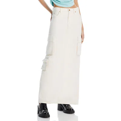 Mother Fun Dip Womens Denim Work Cargo Skirt In White