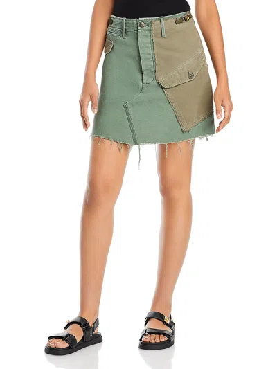 Mother Gi Jane Womens Buckles Short Mini Skirt In Multi