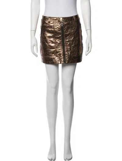 Pre-owned Mother Glitter Accents Mini Skirt In Gold