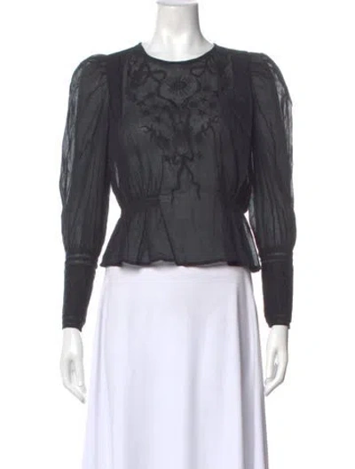 Pre-owned Mother Graphic Print Crew Neck Blouse In Gray