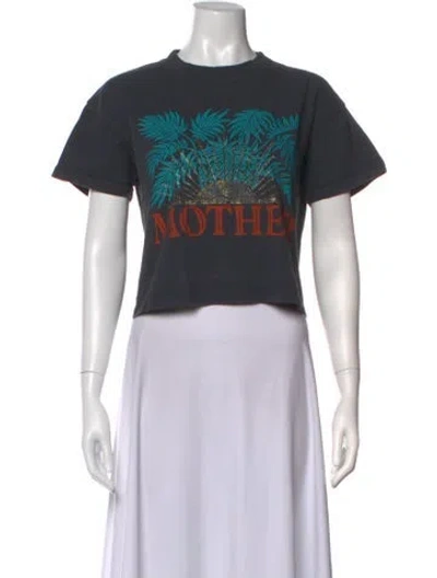 Pre-owned Mother Graphic Print Crew Neck Crop Top In Black