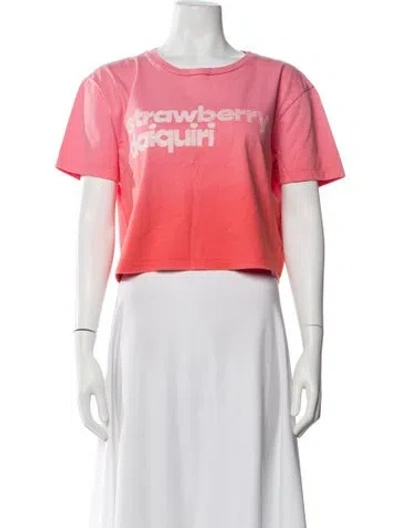 Pre-owned Mother Graphic Print Crew Neck Crop Top In Pink