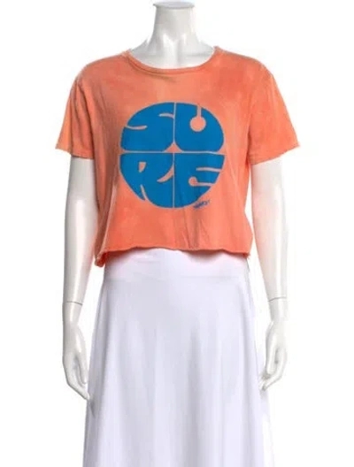 Pre-owned Mother Graphic Print Crew Neck Crop Top In Pink