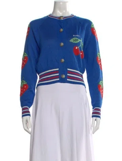 Pre-owned Mother Graphic Print Crew Neck Sweater In Blue