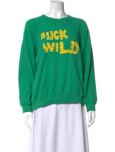Pre-owned Mother Graphic Print Crew Neck Sweater In Green