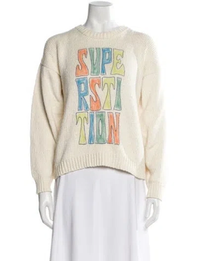 Pre-owned Mother Graphic Print Crew Neck Sweater In Neutral