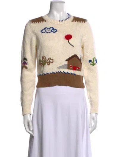 Pre-owned Mother Graphic Print Crew Neck Sweater In Neutrals