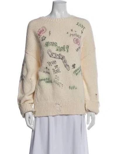 Pre-owned Mother Graphic Print Crew Neck Sweater In Pink