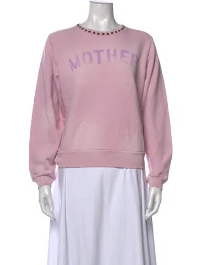 Pre-owned Mother Graphic Print Crew Neck Sweater In Pink