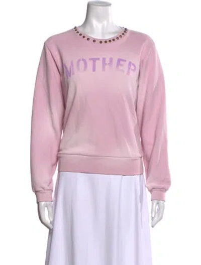 Pre-owned Mother Graphic Print Crew Neck Sweater In Pink