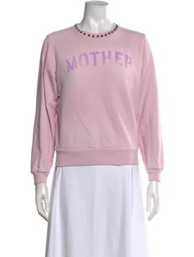 Pre-owned Mother Graphic Print Crew Neck Sweater In Pink