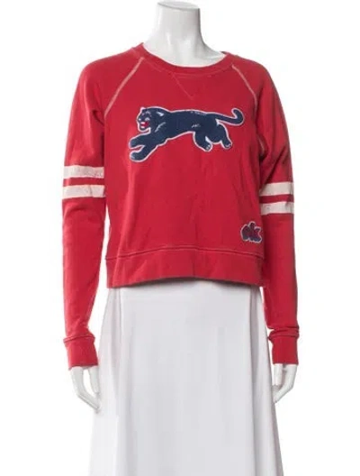 Pre-owned Mother Graphic Print Crew Neck Sweater In Red