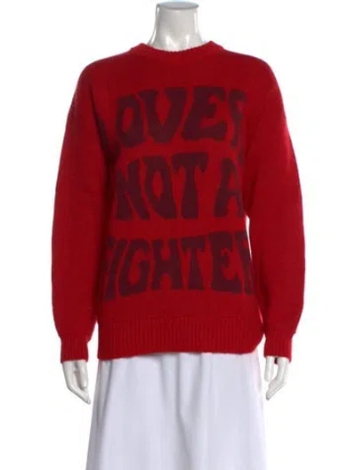 Pre-owned Mother Graphic Print Crew Neck Sweater In Red