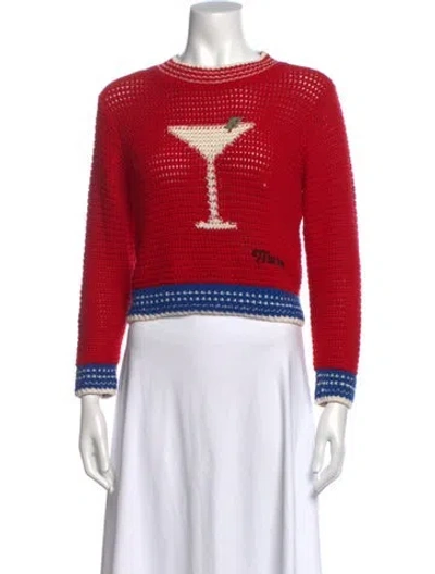 Pre-owned Mother Graphic Print Crew Neck Sweater In Red