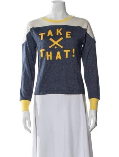 Pre-owned Mother Graphic Print Crew Neck Sweater W/ Tags In Blue
