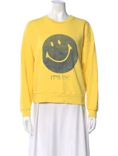 Pre-owned Mother Graphic Print Crew Neck Sweater W/ Tags In Yellow