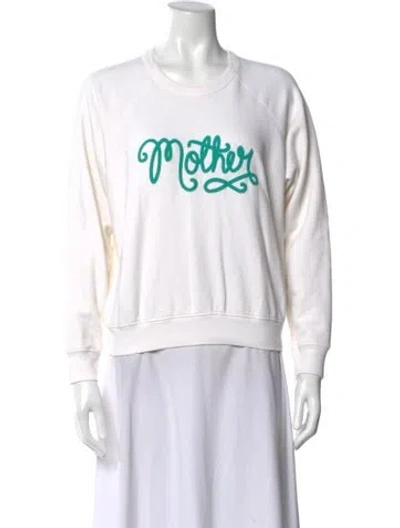 Pre-owned Mother Graphic Print Crew Neck Sweater In White