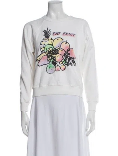 Pre-owned Mother Graphic Print Crew Neck Sweater In White