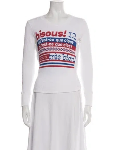 Pre-owned Mother Graphic Print Crew Neck Sweater In White