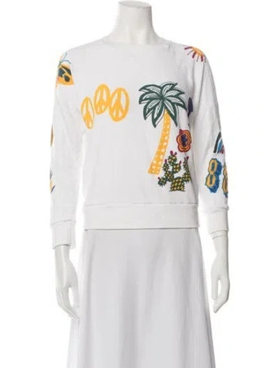 Pre-owned Mother Graphic Print Crew Neck Sweater In White