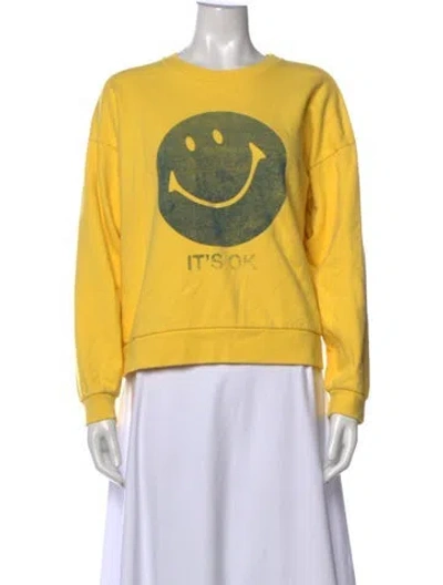 Pre-owned Mother Graphic Print Crew Neck Sweater In Yellow