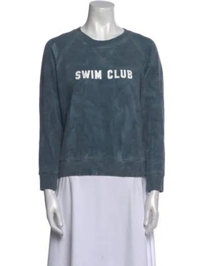 Pre-owned Mother Graphic Print Crew Neck Sweatshirt In Blue