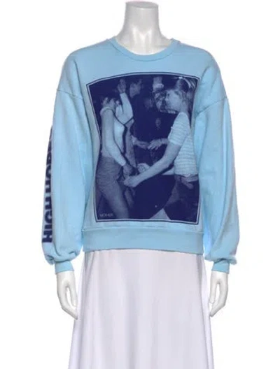 Pre-owned Mother Graphic Print Crew Neck Sweatshirt In Blue